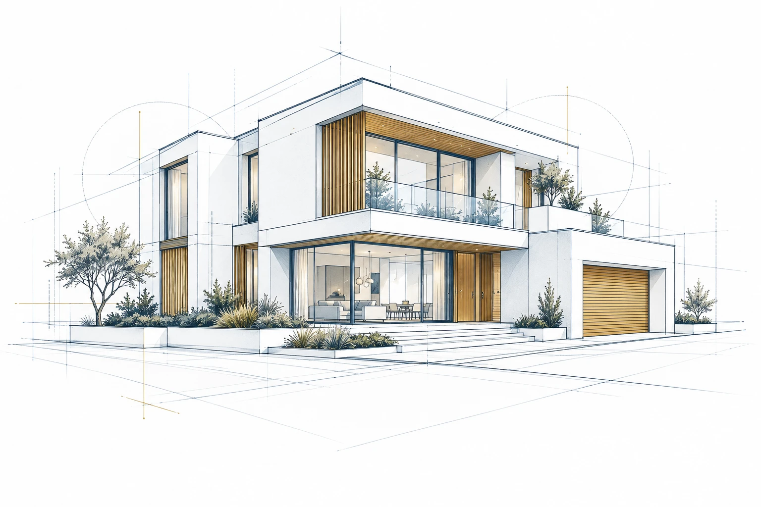 Architektonická kresba moderního domu